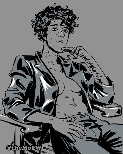 sexy drawing of Florin in a leather jacket